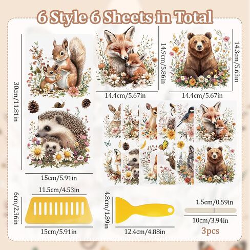 Wandic 6pcs عتيقة الفطر الأوراق الخضراء فرك على ملصقات النقل ل Diy Scrapbooking أثاث الصور in Kuwait