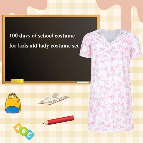 17pcs Old Lady Costume for Kids Girls 100 Day of School Costume Girls Kids Grandma Costume Old Women Dress Up in Saudi Arabia