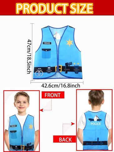 20 Pcs Kid Career Vest Costume Role Play Vest Bulk Military Firefighters Police Vest for Kid Halloween Dress Up in Kuwait