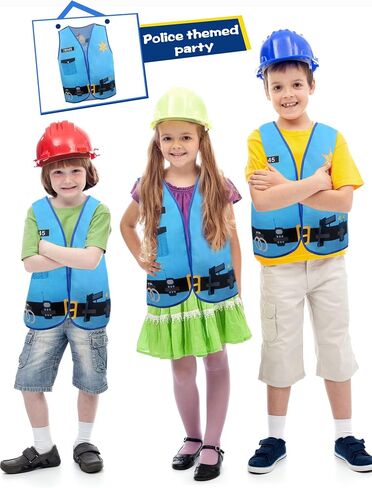 20 Pcs Kid Career Vest Costume Role Play Vest Bulk Military Firefighters Police Vest for Kid Halloween Dress Up in Kuwait
