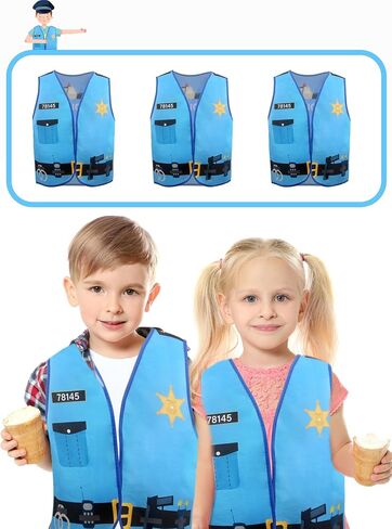 20 Pcs Kid Career Vest Costume Role Play Vest Bulk Military Firefighters Police Vest for Kid Halloween Dress Up in Kuwait
