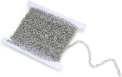 Adabele 33 Feet 304 Grade Stainless Steel Surgical Round Link Chain 5mm Bulk for DIY Craft Jewelry Making SH10-K2 in Saudi Arabia