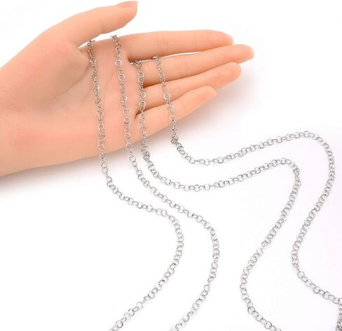 Adabele 33 Feet 304 Grade Stainless Steel Surgical Round Link Chain 5mm Bulk for DIY Craft Jewelry Making SH10-K2 in Saudi Arabia