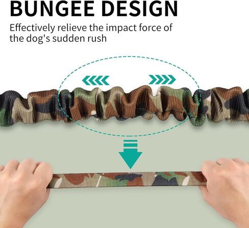 Tactical Leash with Elastic retraction with Control Handle and Metal Carabiner. Can be Used for Large, Medium and Small Dogs. (Black) in Saudi Arabia