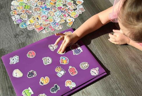 200 Pcs Kids Stickers | Colorful Animal & Food Character | Vinyl Sticker Pack for Water Bottles, Laptops, Scrapbooking, Christmas, School Project | Best Sticker Gift for Teens & Adults | Chibi Kawaii in Saudi Arabia
