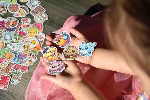 200 Pcs Kids Stickers | Colorful Animal & Food Character | Vinyl Sticker Pack for Water Bottles, Laptops, Scrapbooking, Christmas, School Project | Best Sticker Gift for Teens & Adults | Chibi Kawaii in Saudi Arabia
