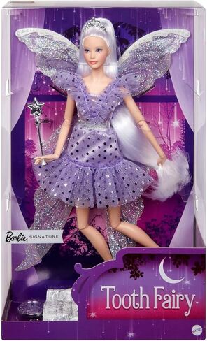 Barbie Signature Tooth Fairy Doll ، دمية قابلة للتحصيل مع Fairy Wings ، Wand & Coin Bag ، هدية للأطفال من عمر 6 سنوات ، Up ، Hby6 in Saudi Arabia