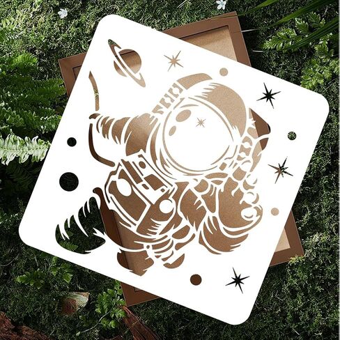 1pc Planet Space Rocket Wall Stencil for Painting, 11.8"x11.8" Galaxy Star Stencil for Wood Burning, Solar System Paint Templates DIY Craft Art Stencil on Fabric Canvas Furniture Journal in Kuwait