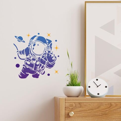 1pc Planet Space Rocket Wall Stencil for Painting, 11.8"x11.8" Galaxy Star Stencil for Wood Burning, Solar System Paint Templates DIY Craft Art Stencil on Fabric Canvas Furniture Journal in Kuwait