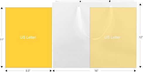 12 pcs Kraft Gift Bags Bulk Extra Large Size 16x6x12 Inches, White Kraft Paper Shopping Bags with Ribbon Handles, Party Favor Bags, Shopping Bags, Retail Bags, Wedding Bags in Saudi Arabia