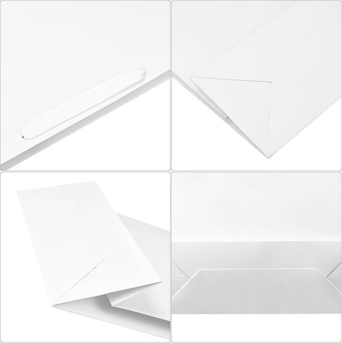 12 pcs Kraft Gift Bags Bulk Extra Large Size 16x6x12 Inches, White Kraft Paper Shopping Bags with Ribbon Handles, Party Favor Bags, Shopping Bags, Retail Bags, Wedding Bags in Saudi Arabia