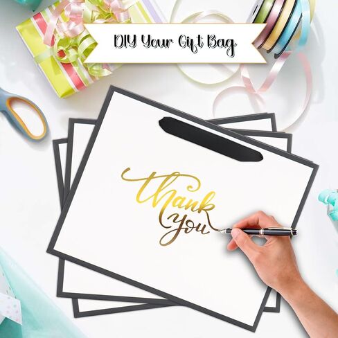 12 pcs Kraft Gift Bags Bulk Extra Large Size 16x6x12 Inches, White Kraft Paper Shopping Bags with Ribbon Handles, Party Favor Bags, Shopping Bags, Retail Bags, Wedding Bags in Saudi Arabia
