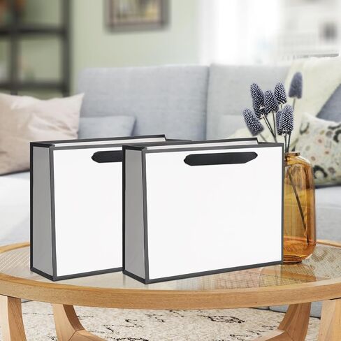 12 pcs Kraft Gift Bags Bulk Extra Large Size 16x6x12 Inches, White Kraft Paper Shopping Bags with Ribbon Handles, Party Favor Bags, Shopping Bags, Retail Bags, Wedding Bags in Saudi Arabia
