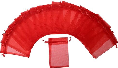 Organza Drawstring Pouch Bag,2.8''W x3.6" L, Pack of 100 (Fuchsia) in Saudi Arabia