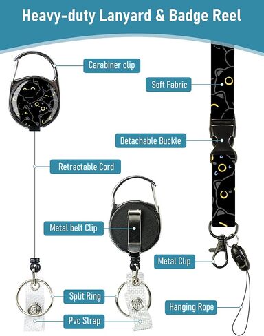 METALPHA Lanyards for ID Badges, Cute Cat Badge Holder with Retractable Reel Clip, Cat Lover Lanyard with ID Holder, ID Card Holder with Breakaway Lanyard for Women Teachers, Students, Nurses, Doctors in Saudi Arabia