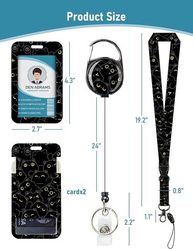 METALPHA Lanyards for ID Badges, Cute Cat Badge Holder with Retractable Reel Clip, Cat Lover Lanyard with ID Holder, ID Card Holder with Breakaway Lanyard for Women Teachers, Students, Nurses, Doctors in Saudi Arabia