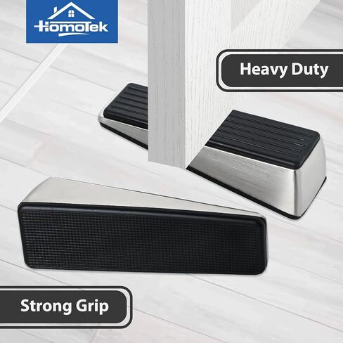 HOMOTEK 4 Pack Door Stops for Bottom of Door, Heavy Duty Wedge Door Stoppers Strongest Under Door Wall Protectors of Premium Quality Alloy and Rubber, Brushed Stainless Steel in Saudi Arabia