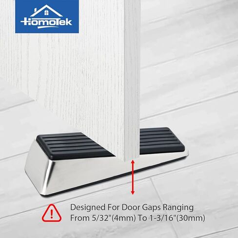 HOMOTEK 4 Pack Door Stops for Bottom of Door, Heavy Duty Wedge Door Stoppers Strongest Under Door Wall Protectors of Premium Quality Alloy and Rubber, Brushed Stainless Steel in Saudi Arabia