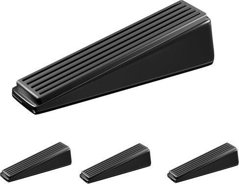 HOMOTEK 4 Pack Door Stops for Bottom of Door, Heavy Duty Wedge Door Stoppers Strongest Under Door Wall Protectors of Premium Quality Alloy and Rubber, Brushed Stainless Steel in Saudi Arabia