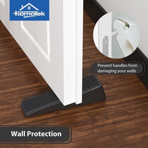 HOMOTEK 4 Pack Door Stops for Bottom of Door, Heavy Duty Wedge Door Stoppers Strongest Under Door Wall Protectors of Premium Quality Alloy and Rubber, Brushed Stainless Steel in Saudi Arabia