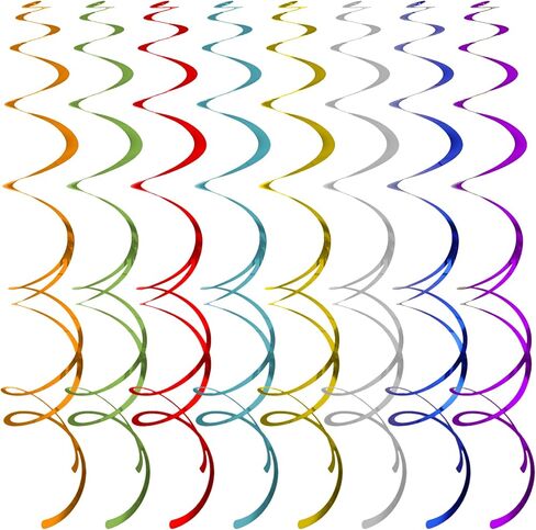 40Pcs Colorful Swirl Ceiling Decor Plastic Hanging Streamers Party Decorations Spiral Foil Party Supplies for Birthday Halloween Christmas Fall Celebration All Kinds of Parties in Kuwait