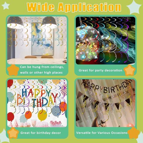 40Pcs Colorful Swirl Ceiling Decor Plastic Hanging Streamers Party Decorations Spiral Foil Party Supplies for Birthday Halloween Christmas Fall Celebration All Kinds of Parties in Kuwait
