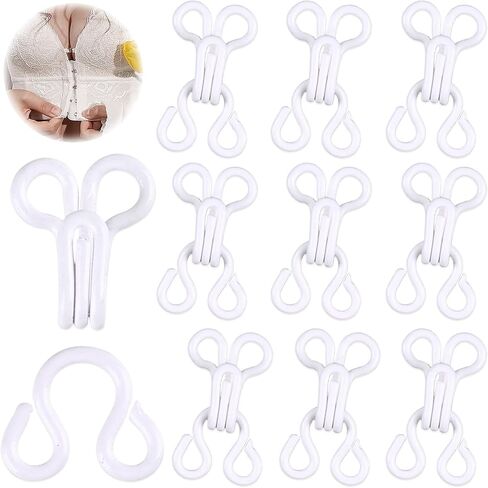 100 Set Copper Sewing Hooks and Eyes Closure-White Hooks Replacement for Bra and Clothing DIY Craft in Kuwait