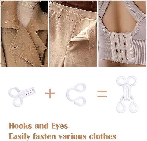 100 Set Copper Sewing Hooks and Eyes Closure-White Hooks Replacement for Bra and Clothing DIY Craft in Kuwait