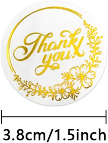 500PCS Clear Thank You Sticker Roll, 1.5 Inch Transparent PVC Gold Thank You Labels, Small Business Self Adhesive Waterproof Tags for Greeting Cards, Bouquets, Candy Bags, Packaging, Wedding Bags in Saudi Arabia
