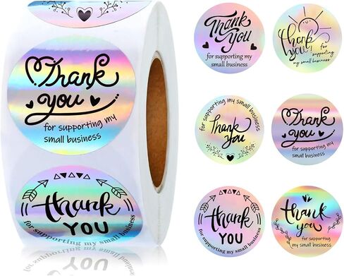 500PCS Clear Thank You Sticker Roll, 1.5 Inch Transparent PVC Gold Thank You Labels, Small Business Self Adhesive Waterproof Tags for Greeting Cards, Bouquets, Candy Bags, Packaging, Wedding Bags in Saudi Arabia