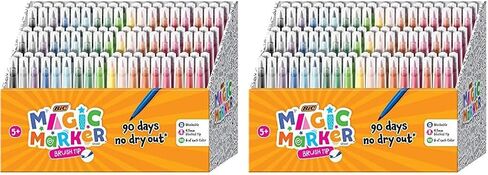 BIC Magic Marker Brush Tip ، ألوان متنوعة ، 108 Count in Kuwait