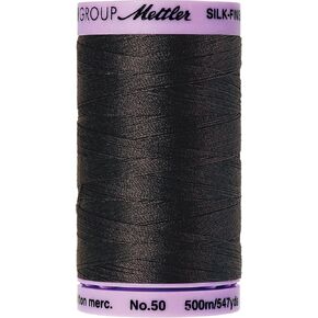 Mettler Silk-Finish Solid Cotton Thread, 547 yd/500m, Charcoal