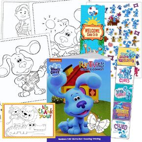 Blues Clues Stickers Activity Set- Bundle Includes Blues Clues Coloring Book, Blues Clues Stickers, Blues Clues Puffy Stickers, 2-Sided Door Hanger, with Thank You Card to Color and Mail