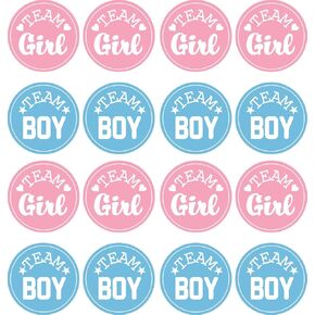 Pink and Blue Gender Reveal Party Stickers - 100 Count, Team Boy and Team Girl Voting Labels for Baby Shower and Gender Reveal Decorations