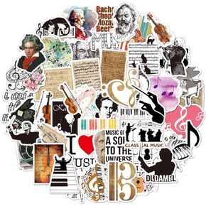 150 Pcs Music Stickers Piano String Player Sticker Composer Classical Stickers Waterproof Music Sticker for Guitars Viola Art Vinyl Musical Note Stickers for Kids (Model A)