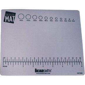 The Beadsmith Non-Slip Treasure Mat - 11 x 14 inches, Non-Slip Rubber Base with Soft Padded Surface, Laser Printed Measurements in inches and Centimeters, Clear Bag Hangable Put Up