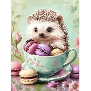 Bimkole 5D Diamond Art Kits for Adults Hedgehog Cup, Full Drill DIY Rhinestone Embroidery Set Paint with Diamonds Art Cookie Animal by Number Kits Cross Stitch Home Wall Craft Decor 12x16 Inch