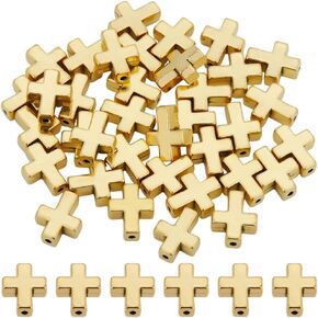 SOFPLATE 1 Box 40pcs Silver Cross Beads Bulk Metal Cross Bead Small Alloy Tibetan Style Loose Spacer Crosses Center Bead Bulk for Jewelry Making Beading Kits Supplies Necklace Bracelets Decoration