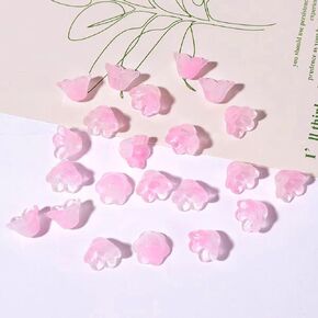 100Pcs Czech Glass Trumpet Flower Beads for Jewelry Making White Bellflower Charm Bead Caps Loose Aesthetic Beads for DIY Necklace Earrings Bracelets Crafts
