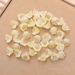 100pcs حبات زهرة الزجاج الزجاجي التشيكي للمجوهرات التي تصنع أغطية بيضاء سحر الجرس البيضاء من الخرز الجمالي للأسوار أقراط DIY
