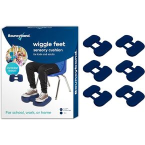 Bouncyband Wiggle Feet, Dark Blue, 1 Pack – Sensory Foot Cushion Quietly Facilitates Movement to Help Improve Concentration - 12" x 9" x 2.5" Sensory Tool, Ideal for The Classroom, Work, or at Home