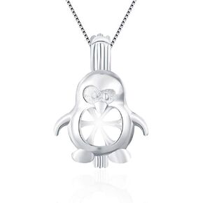 Penguin Cage Pendants for Pearl Jewelry Making Sterling Silver, Design Pearl Cage Pendants for Women