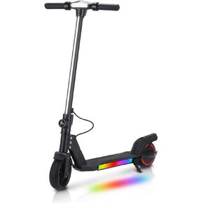 Electric Scooter for Kids Ages 6-14,10MPH Foldable E Scooter with Front Headlight, LED Display Screen, Colorful Lights, 150W Motor, 60 mins Ride Time, Dual Brake System