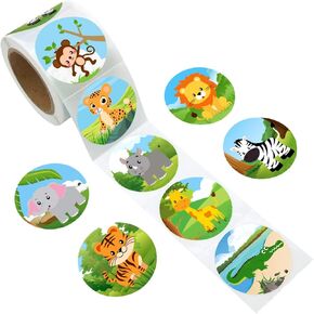 Realistic Zoo Animal Sticker Safari Animal Jungle 200Pcs Per Roll for Kids