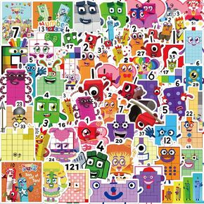 52 PCS Cute Number Blocks Stickers Building Blocks Brick Toys Stickers Vinyl Waterproof for Laptop Guitar Motorcycle Bike Luggage Phone for Kids Teen Birthday Party