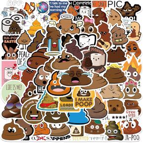 Funny Poop Stickers for Kids | 60 PCS | Funny Poop Toys Stickers, Vinyl Waterproof Stickers for Laptop,Guitar,Skateboard,Luggage,Phone,Hydro Flask, Gift for Kids Teen Birthday Party (Funny Poop)