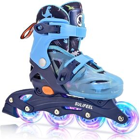 SULIFEEL Inline Skates for Girls Kids Ages 3-10 with Light Up Wheels, Adjustable 4 Sizes for Kids Toddler Youth Beginner Indoor & Outdoor