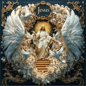 NEWENMO Easter Diamonds Painting Kits for Adults Beginner,DIY 5D Jesus Diamond Art Paint with Round Diamonds, Full Drill Rose Diamonds Painting Kit for Hobby Home Wall Decor 12x12 Inch