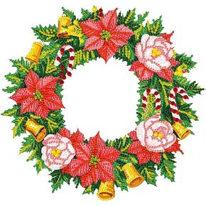 MXJSUA Christmas Wreath Special Shape Diamond Painting Kits for Adults, Special Shaped Crystal Rhinestones Diamond Art Painting for Home Wall Decoration Gift 12x12 Inch