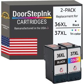 DoorStepInk Remanufactured in The USA Ink Cartridge Replacements for Lexmark 36XL 36 XL / 37XL 37 XL 18C2170 Black 18C2180 Color for Z Series Z2420 X Series X6675 X6650 X5650 X4650